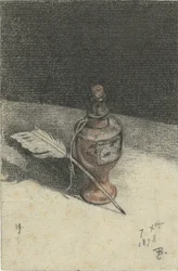 Still Life of an Inkwell with a Feather