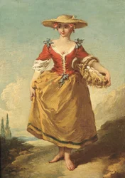 A Peasant Girl in a Landscape Carrying a Basket of Eggs