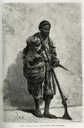 Antelope hunter (Engraving by Courboin to illustrate the Algerian Sahara by V. Largeau)