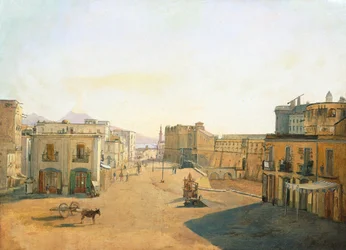 Largo del Castello with the Lantern from Molo Pier in Naples