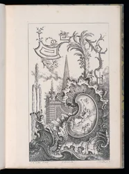 Cartouche with Obelisk and Palm, New Book of Fantasy Pieces