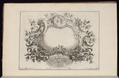 Cartouche with Wine Leaves and Grapes, Book of Regular Cartouches