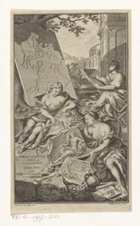 Allegory on Geometry (Title Page for: Pomponius Mela and Abraham Gronovius, Pomponii Melae de situ orbis libri III, 1782)