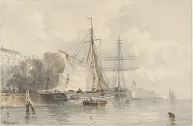 Sailing Ships on Shore