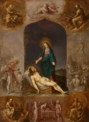 Pietà surrounded by grisailles of the Four Evangelists and scenes from the Old Testament