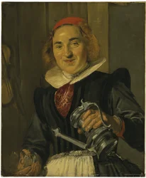 Young Woman Holding a Glass and a Flagon