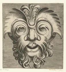 Mask with Beard and Mustache with Curls, a Tuft of Curls Resting on the Bridge of the Nose