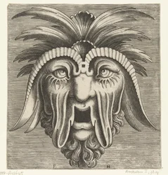 Mask with a Gaping, Toothless Mouth, Sagging Cheeks, and Tufts on the Head