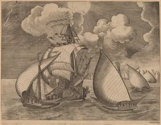 A Fleet of Galleys Escorted by a Caravel
