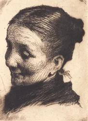 Head of an Elderly Woman, Turned to the Left, with Downward Gaze