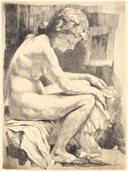 Young nude woman, seated