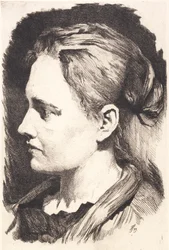 Young Girl in Profile with Hair Up