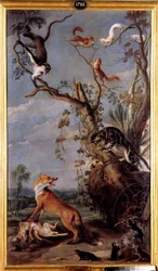The Cat and the Fox (Illustration of the fable by Jean de la Fontaine)