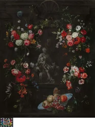 Flower Wreath with The Holy Family