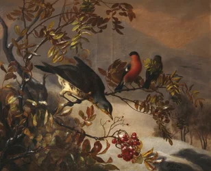 Birds on a Rowanberry Twig