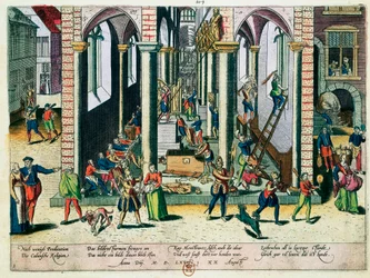 Destruction of relics and statues in churches, April 1566