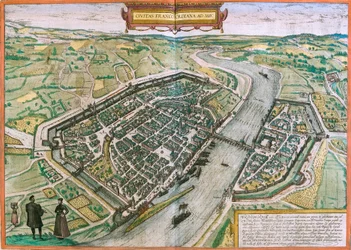 Map of Frankfurt (Francofordia), Germany