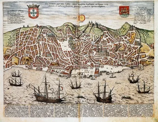 Map of Lisbon - Portugal (engraving)