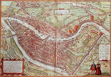 Map of Lyon - France (engraving)