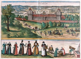 Palace of Sans-Elike, Surrey, England (engraving)