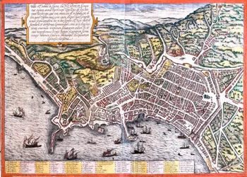 Plan of Naples (Neapolis), Italy