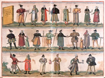 Various costumes from Dithmarschen and the surrounding area, Germany