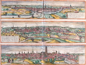 Views of Bois le Duc (Buscumducis), in the Netherlands, Leuven (Lovanium) and Machelen (Mechlineen) in Belgium