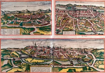 Views of Montpellier (Monspessulanus), Tours (Turo) and Poitiers (Pictavis), France