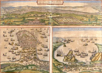Views of Tunis and Mahdia in Tunisia, and Penon de Velez de la Gomera or Badis, disputed between Spain and Morocco