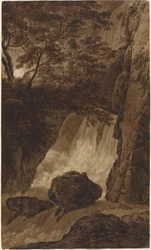 A Waterfall by Moonlight