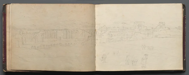 Album with Views of Rome and Surroundings, Landscape Studies, page 08b and 09a: Panoramic View of Rome