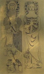 A copper plaque from Minster Abbey and Church, Isle of Sheppey, Kent