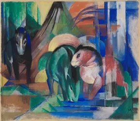 Three Horses by Forest Water