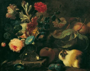 Still Life with Guinea Pig, Flowers, and Fruits