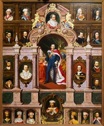 Panel with portraits of the Bavarian kings of the Wittelsbach family, by Franz Xaver Thallmaier
