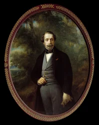 Portrait in Foot of Napoleon III (1808 - 1873). Painting by Francois Xavier (Franz Xaver) Winterhalter (1806-1873)