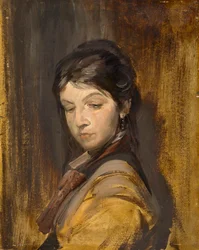 Unknown Girl by Franz von Lenbach, Wilhelm Busch