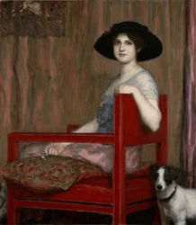 Mary von Stuck in a Red Chair