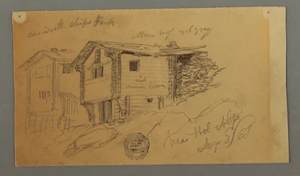 Details of Mountain Sheds, Houses and a Rock, Bernese Alps, Switzerland