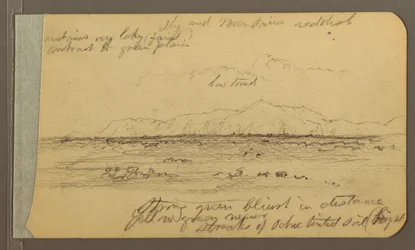 Drawing, Church, Tower, House; Verso: Mountain Range, 1889