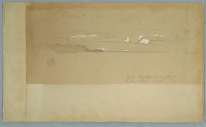 Drawing, Cloudy Sky Over Hilly and Wooded Landscape, possibly 1857