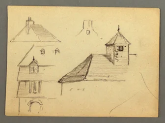 Corner of Mansion, Rooftops, Possibly 1868