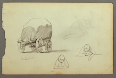 Covered Wagon, Three Studies of a Woman, possibly 1868