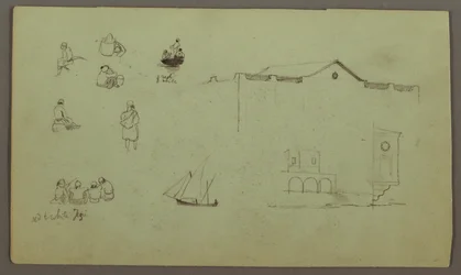 Figure Studies, Sailboat, Architectural Studies, Possibly 1868
