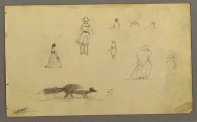 Figure Studies from the Back, a Skunk, Possibly 1857-58