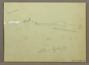 Flock of Sheep and Shepherd, Snow Covered Mountain Ranges, April 1869