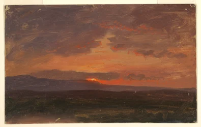 Hudson Valley, New York with Sun Setting Behind the Catskill Mountains, 1855–65