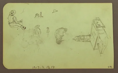 Landscape; Verso: Figures, Church, 1883