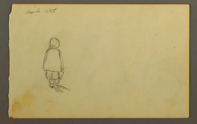 Little girl with bonnet from the back, 1845