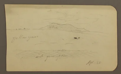 Mountain Landscape; Verso: Church with Dome, April 1885